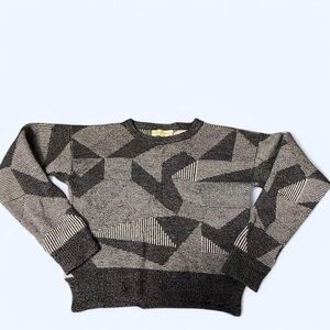 EUC S Micaela Greg Geometric Patterned Black and Gray Sweater